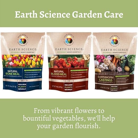 Earth Science Natural Blood Meal Plant Food—3 lb—Organic Nitrogen for Thriving Plants – Feed Flowers Vegetables Trees Shrubs &amp Potted Plants – Activate Compost Vibrant Growth Bigger Harvests