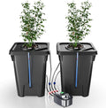 2 Buckets DWC Hydroponics Grow System with Top Drip Kit 7 Gallon Deep Water Culture with Air Pump Air Stone Air Hose Recirculating Drip Garden System