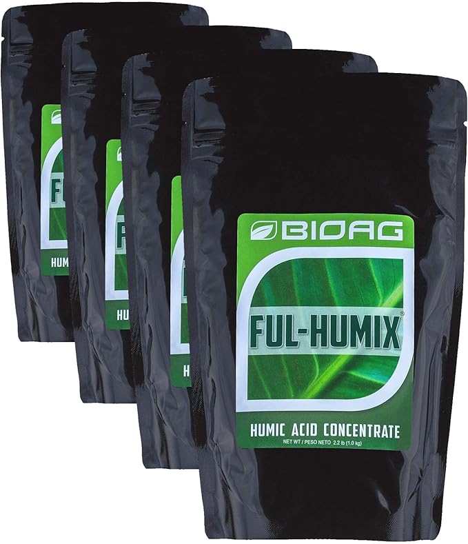 BioAg Ful-Humix Organic Humic Acid Soil Dry Amendment Increases Yield Nutrient Uptake for All Plants Lawn (1 kg) (Pack of 4)
