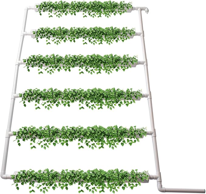Hydroponic Grow KitPump TimerFood-Grade PVC-U Pipes Hydroponics Planting System with Water Pump Nest Basket and Sponge for Leafy Vegetables