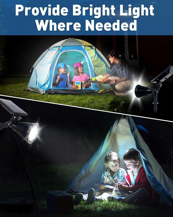 Solar Landscape Lights 7 LED Solar Spotlights 2 in 1 Waterproof Security Light Solar Lights Outdoor (White)