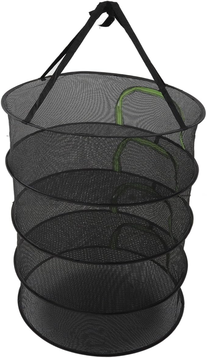 Herbs Drying Net Foldable Plant Drying Net 60cm Diameter Herbs Buds Dry Net with Storage Bag for Outdoor (4th Floor)