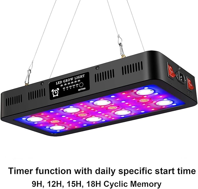 2400W LED Plant Grow Light Full Spectrum Indoor Plants Light Growing Double On/Off Switch with Daisy Chain Function Hanging Hook for Indoor Hydroponic Plants Vegetative and Flowering