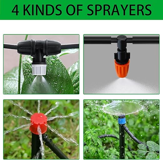 Upgraded Drip Irrigation System 233FT Automatic Irrigation System Watering Misting System for Greenhouse/Garden/Yard/Lawn Micro Drip Irrigation Kit with 1/4 inch 1/2 inch Irrigation Tubing