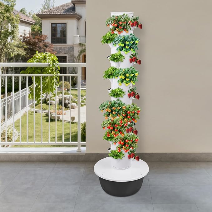 Floorstanding Hydroponic Growing Tower 36-Plant Spots Hydroponic Growing System Vertical Garden Kit with Water Pump &amp Timer for Fruits Vegetables
