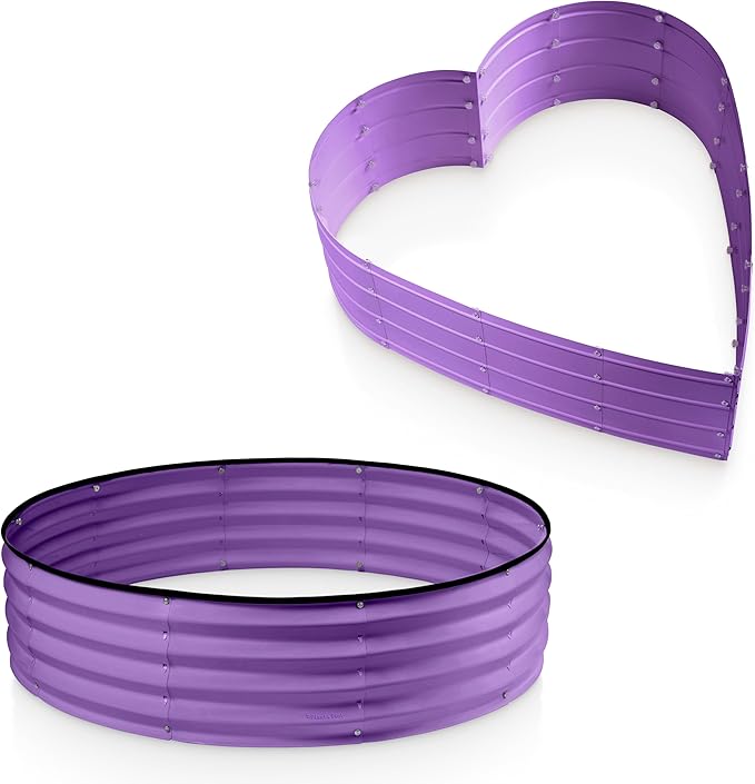 Plant &amp Plot Galvanized Raised Garden Beds Outdoor // Planter Raised Beds for Gardening Vegetables Flowers // Large Metal Garden Box (Purple) // Patent Pending Tool-Free Assembly
