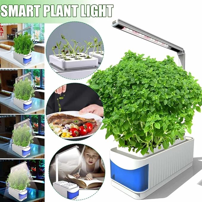 Smart Automatic Hydroponics 8 Pods Indoor Herb Garden with 3 Mode Led Grow Light Germination Kit Adjustable Up Down Left and Right for Home Kitchen