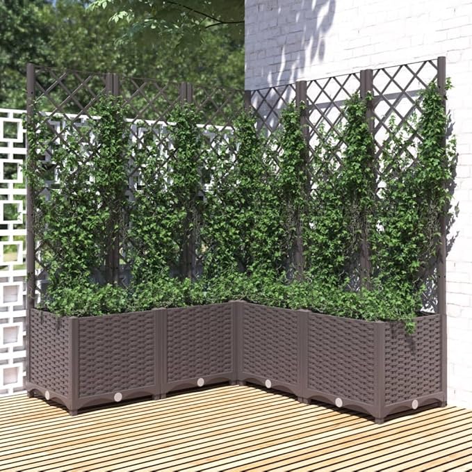 Large 47x47 Outdoor Raised Garden Box with Trellis Durable Polypropylene Planter for Vegetables Flowers on Patio Balcony Garden