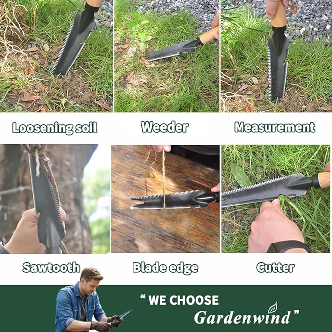 Gardenwind 14Pcs Gardening Tools for Men Gardening Hand Tools with Weeder Scale Sawtooth Cut Rope Waist BagHeavy Duty