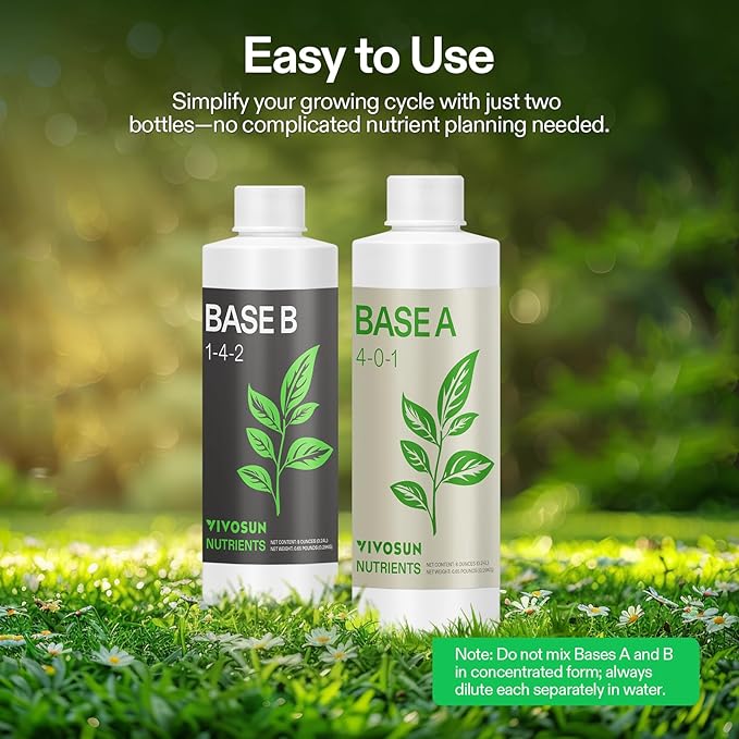 VIVOSUN Hydroponic Grow Kit 54 Plant Sites Hydroponics Planting System and Plant Food Nutrients Base A(4-0-1) &amp B(1-4-2) Bundle All Purpose Liquid Fertilizer Hydroponic Plant Food