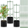 3 Pack 47 Tomato Cages with 10 Gallon Grow Bag Adjustable Tomato Cages for Garden Trellis Pots for Potted Plants Vertical Climbing Vegetables Outdoor Indoor