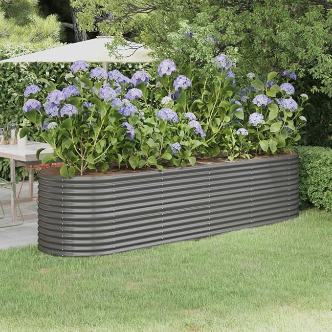 Premium Steel Raised Garden Bed with Powder-Coated Finish Large Oval Planter Box for Outdoor Herbs Vegetables Flowers on Patio Balcony or Yard