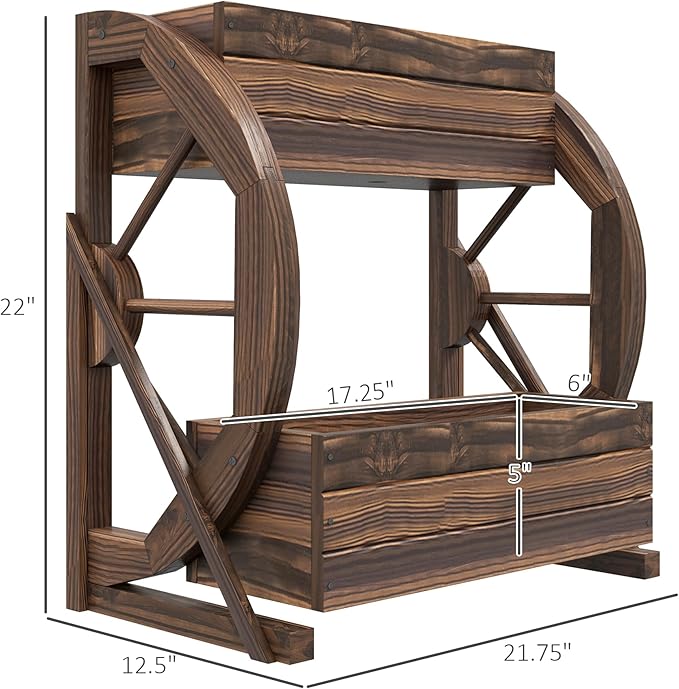 Outsunny 2-Tier Raised Garden Bed Wooden Wagon Planter Boxes with Drainage Holes for Vegetables Flowers Herbs 22 x 13 x 22