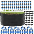 1640 ft 5/8 Drip Irrigation Tape Kit 15 mil Emitter Spacing 6 Flat Drip Tape with 140 PCS Drip Tape Connectors Automatic Irrigation Equipment for Garden Irrigation Emitter Flow:0.79 GPH