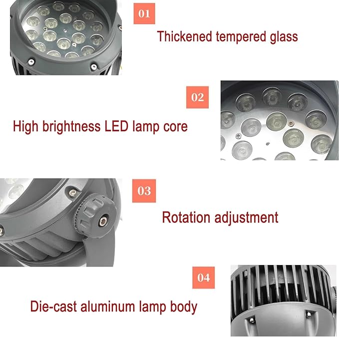 Landscape spotlights for Outdoor use Landscape Lights – LED spotlights AC 85-265V 180° Adjustable Bracket Ground Light Waterproof IP65 Ground Spotlight Blue-100W