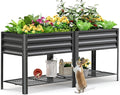 KING BIRD Large Raised Garden Bed with Legs &amp Storage Shelf Galvanized Elevated Planter Box for Backyard Patio Balcony 600lb Capacity Dark Grey 70.9x22.8x31.5 in