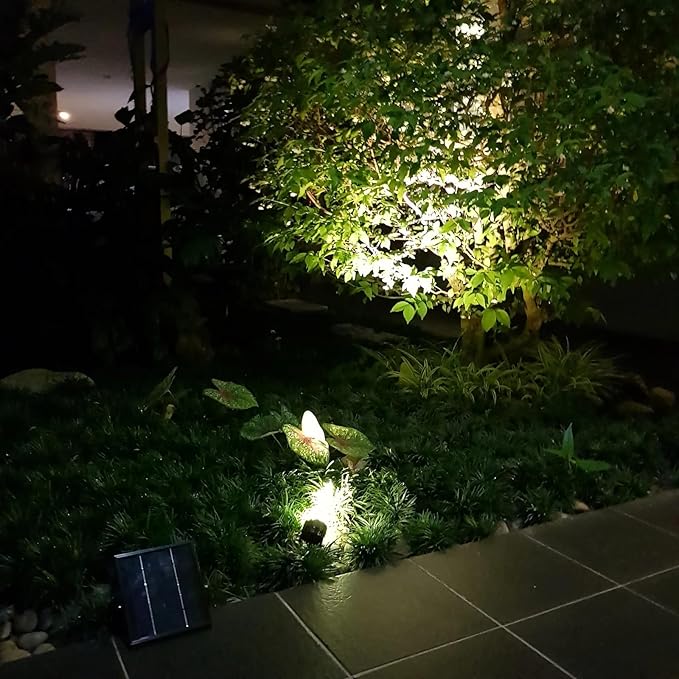Solar Spot Lights Outdoor Legacy Mini 50X Twin Solar-Powered LED Spotlight (Cool White LED) for Outdoor Garden Yard Landscape Uplight Downlight Waterproof Black Finish