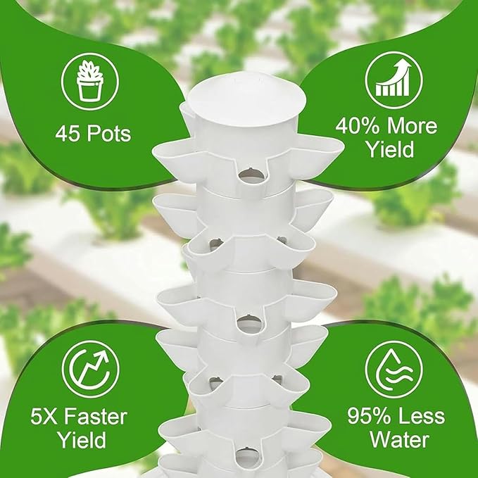 Hydroponic Tower Grow kit 15 Layers 45 Grow Positions self-Watering Grow with Vertical Grow Tower Winter hydroponic Grow
