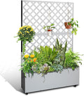 72.83x46.46x11.81 Metal Raised Garden Bed with Trellis and Wheels Tall Trellis Planter Box for Climbing Plants Vegetables &amp Vines Outdoor Privacy Planters for Patio White
