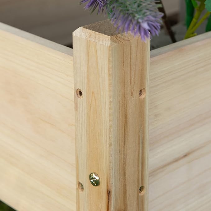 34x34x28 Raised Garden Bed 2-Tier Elevated Wood Planter Box for Backyard Patio to Grow Vegetables Herbs and Flowers Natural