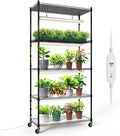 Bstrip Plant Shelf with Grow Light 5-Tier Plant Stand with T8 24W Grow Light for Indoor Plants with Wheel Grow Light Shelf with Timer for Indoor Plant Seedling Seed Starting 29.5x13.8x59IN