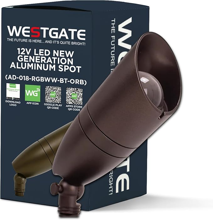 Westgate RGBW LED Spot Light - Oil-Rubbed Bronze Bluetooth WG APP 700LM 12-24V Deck Driveway Landscape Recessed Lighting Can Lights Pot Lights Outdoor Dimmable Garden Patio Accent