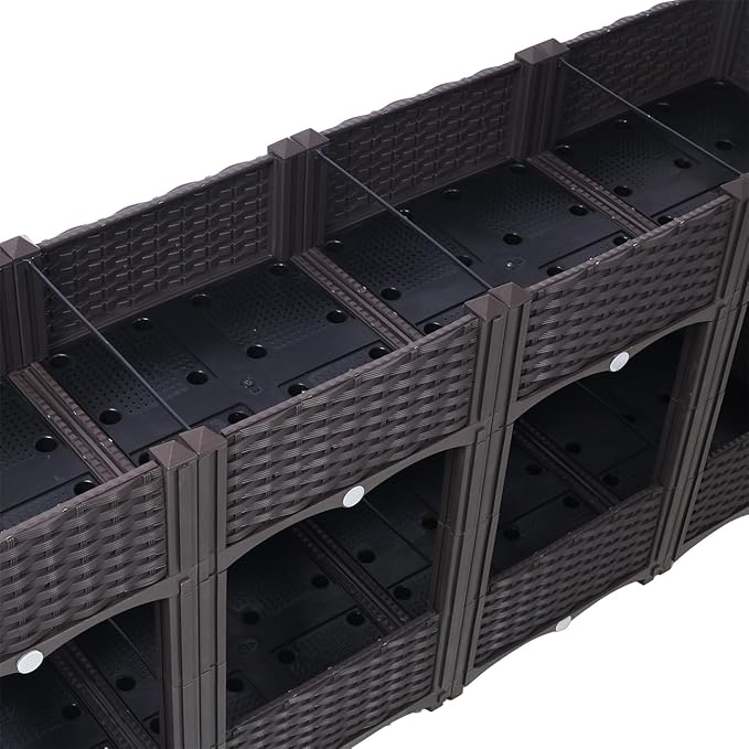 ZeHuoGe Planter Raised Beds Elevated Garden Box with Drainage Plug Raised Garden Beds for Vegetable/Flower/Herb Outdoor Standing Beds Gardening (Brown 63 Inch)