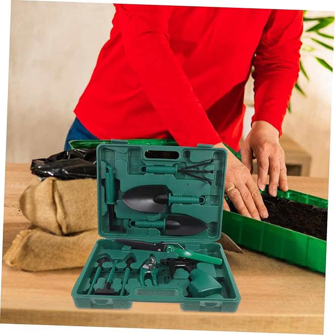 BESPORTBLE Garden Tool Set Includes Rake Shovel Shears Sprayer Tool Case for Outdoor Gardening Vegetable Planting Supplies