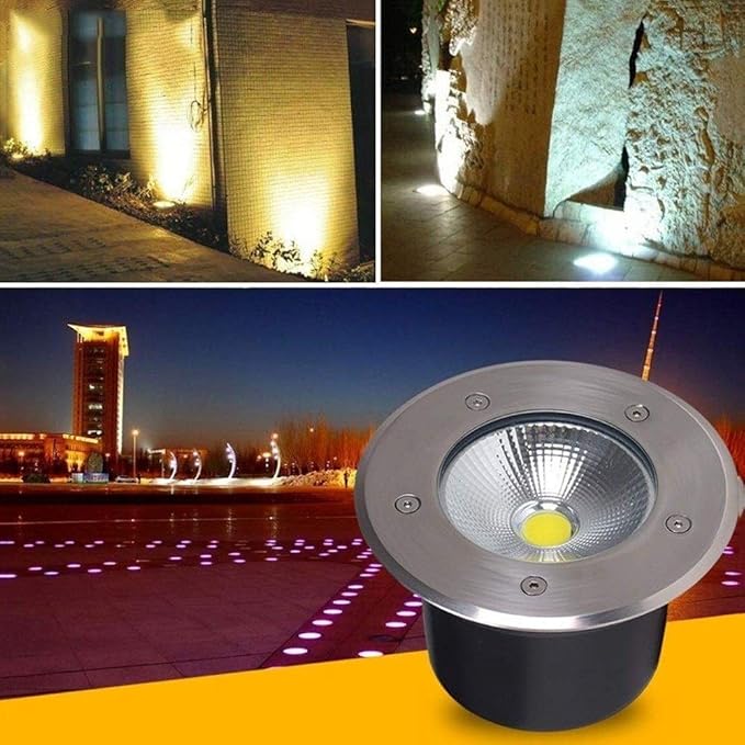 15W COB LED Buried Spotlight Embedded Underground Lamp Bright Lawn Landscape Garden Step Stairs Lawn Pathway Driveway IP65 Water-Resistant Fittings
