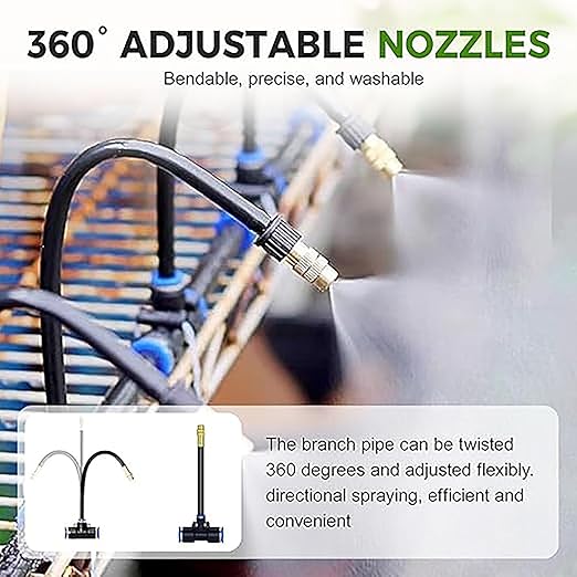 360° Curved Garden Automatic Irrigation Kit for GardenBendable Adjustable Nozzle Drip Irrigation Garden Watering for Flower Greenhouse Nursery(15per 15meters)