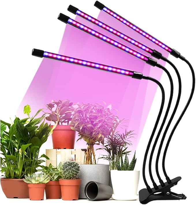 FTVOGUE Full Spectrum USB Plant Light 9 Gear Dimming 3H9H12H Timing for Indoor Growing Nursery with Replenishing Light (Five Tubes -50W)
