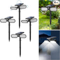 Sunvivo Motion Solar Lights OutdoorGround Path Lights or Wall FloodlightStay On or Motion Sensor ModeDusk to Dawn Security LightCordless360° rotatable Spotlights for Path Yard Driveway4-Pack