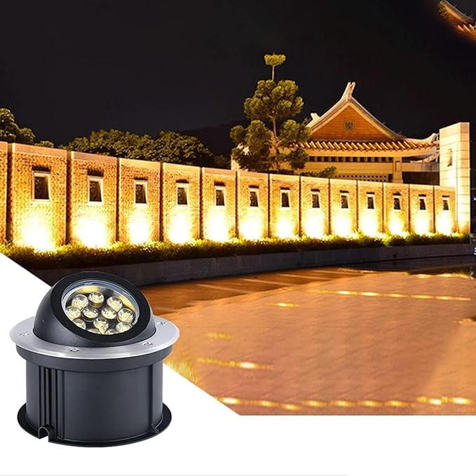 Adjustable Landscape Lights Recessed LED Outdoor Spotlight IP67 Waterproof Spotlights for Illuminating Palm Trees Stone Walls