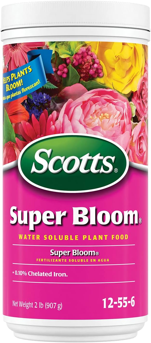 Scotts Super Bloom Water Soluble Plant Food 2 lb - NPK 12-55-6 - Fertilizer for Outdoor Flowers Fruiting Plants Containers and Bed Areas - Feeds Plants Instantly