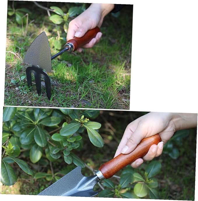 4pcs Mini Garden Tool Set with Thickened Iron Spade Wooden Handle Shovel and Trowel for Planting and Potting Compact Hand Tools for Gardening and Lawn Care