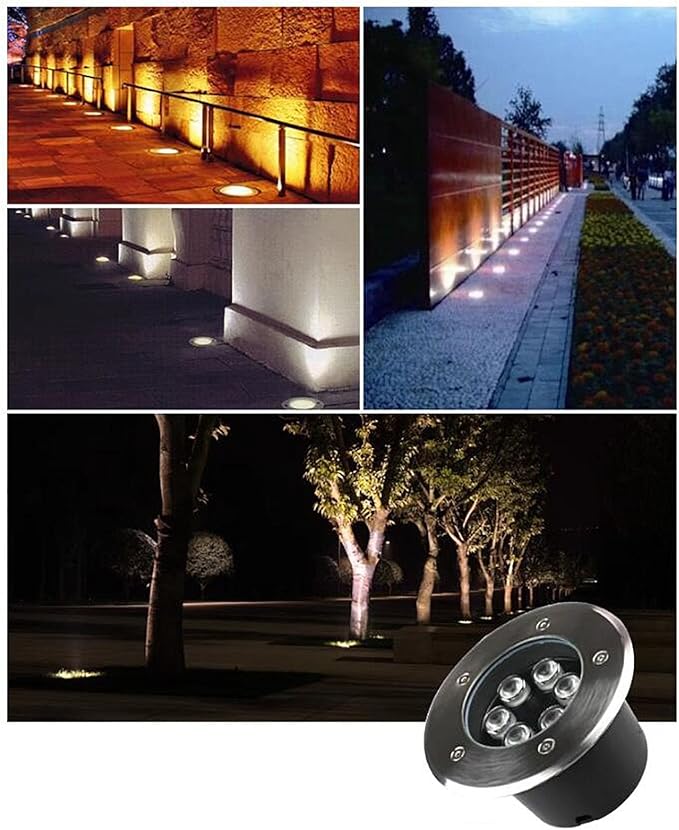 LED Landscape Lights - Waterproof Recessed Ground Spotlights AC 85-265V IP67 Outdoor Embedded Lighting for Garden and Lawn Easy to Install (Green 18W/9W)