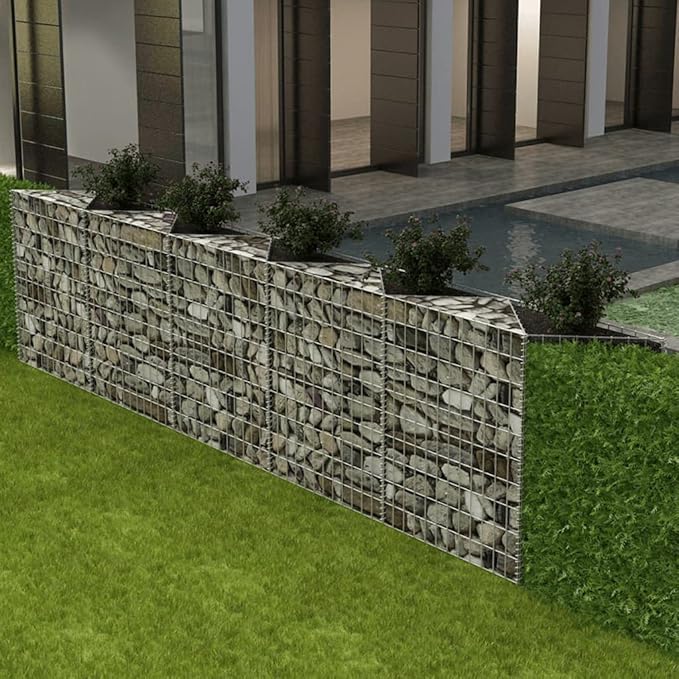 Gabion Basket Galvanized Steel 118.1x11.8x39.4 Gabion Raised Bed Gabion Cages Basket Steel Woven Gabion Net for Backyard Garden