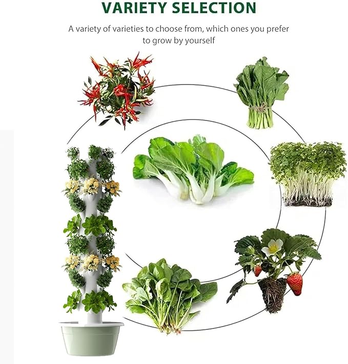 Hydroponic Tower Hydroponics Growing TowerHydroponics Growing Kit Tower Vertical Garden Planter Indoor Smart Garden Kitfor Fruits and Vegetables Black-9layers