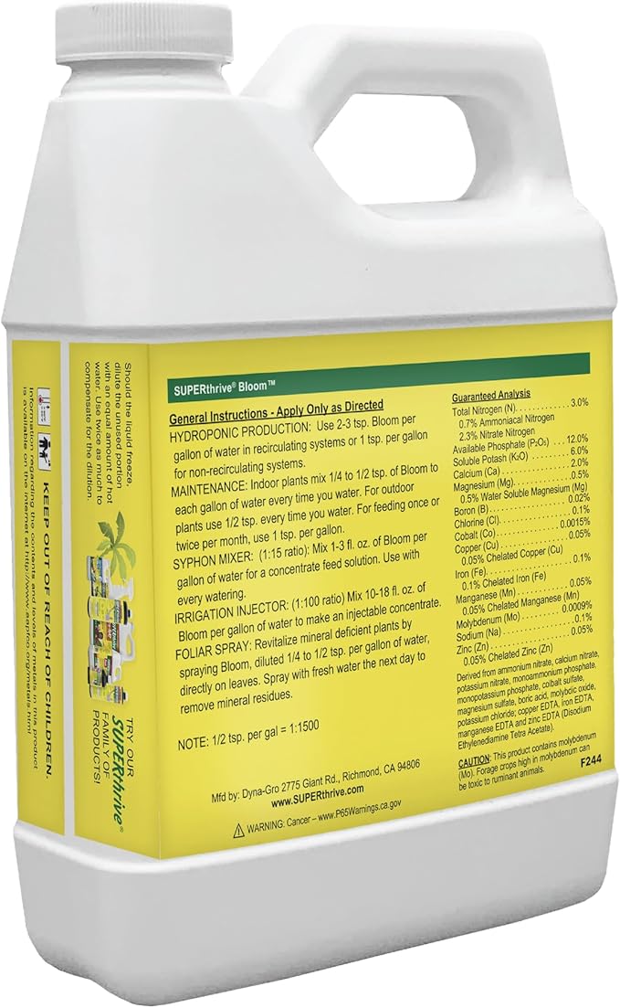 Dyna-Gro Bloom BLM-032 3-12-6 Plant Food 1-Quart