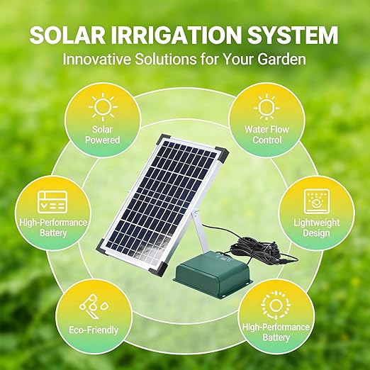 Solar Automatic Drip Irrigation Kit 18V 10W Polycrystalline Silicon System Indoor Outdoor Gardening - Auto Watering Smart Sensor Alert Balcony Garden Use
