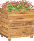 Wooden Raised Bed with a Steel Rack Recycled Teak Raised Planter Garden Box with Legs Wood Raised Garden Bed Planter for Vegetables Grass Lawn Yard 19.7x15.7x21.7