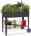 31.5 Tall Raised Garden Bed with Wheels Extra 15.7 W Planter Box (400 lbs Loads) with Storage Shelf &amp HandleHeavy Duty Metal Garden Planter for Vegetables Herbs &amp Flowers Patio &amp Bal