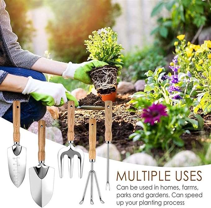 Garden Tools Set 5PC Heavy Duty Gardening Kit Succulent Mini Garden Tool Set Stainless Steel Gardening Work Set