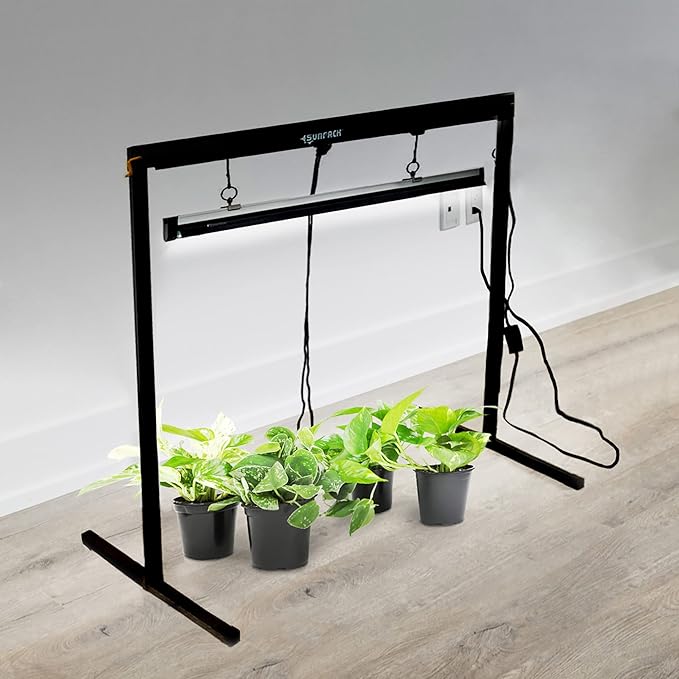SUNPACK Metal Grow Light Stand with T5 Light System - Ideal for Greenhouses or Indoor Gardening 6400K Grow Light with Reflectors (26.4)
