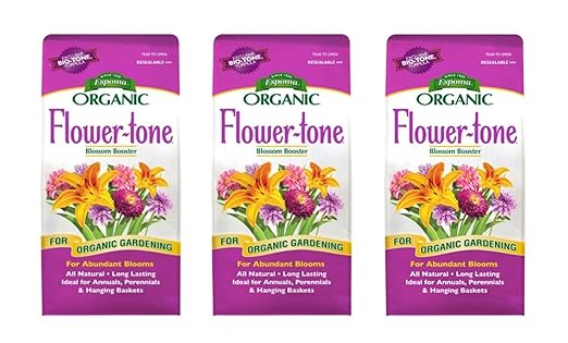 Espoma Organic Flower-Tone 3-4-5 Natural &amp Organic Plant Food 4 lb. Bag Organic Fertilizer for Flowers Annuals Perennials &amp Hanging Baskets. Blossom Booster -Pack of 3