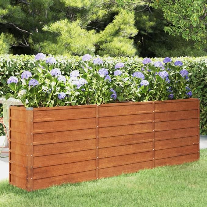 Corten Steel Outdoor Garden Raised Bed Garden Planter Box for Vegetables Flowers Herbs Rusty 94.5x15.7x30.3 Corten Steel-340