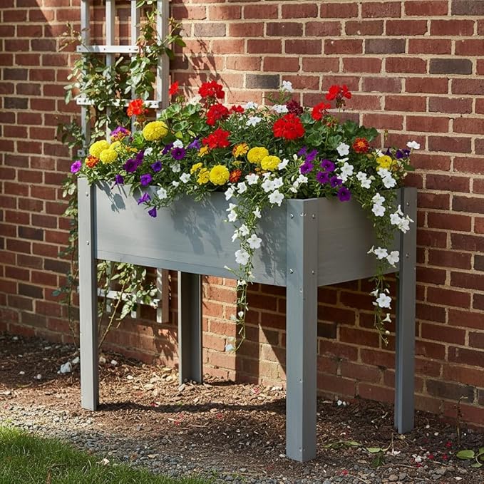 40x20x31 inch Raised Garden Bed with Legs Elevated Wooden Planter Box for Outdoor Plants Flowers Fruits Vegetable Herb Growing