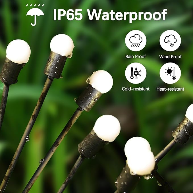 Warm-4Pack 32LED Firefly Warm Changing LightsGarden Solar Lights Outdoor DecorativeYard Waterproof Solar (Warm-4pcs)