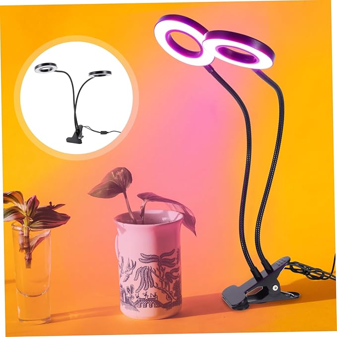 Indoor Grow Light Led Plant Lamp Dimmable and Colorful Cycle for Germination 5v Dual-Head Clip-House Plants