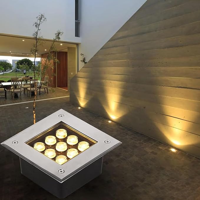 Outdoor Buried Lights - Square Garden Landscape Lamp IP67 Waterproof Recessed LED Spotlight 12V Low Voltage Led Well Lights for Yard Lawn Patio Pathway Garage Illumination(Blue light4 W)